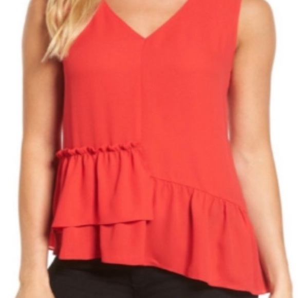 Red Halogen Ruffle Top Size Medium - Picture 1 of 9
